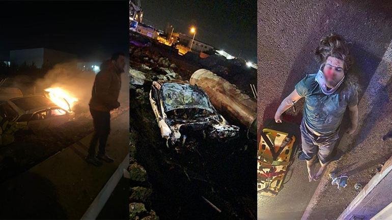 Kendaraan yang memasuki penghalang di D-100 Highway mengambil api: 1 terluka parah